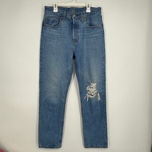 Levi's Womens Size 27 501 Button Fly Jeans 100% Cotton Medium Blue Straight Leg